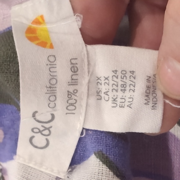 C&C California Linen Tropical Floral Blouse Top - Picture 8 of 8